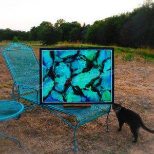 NDL Original Artwork Watercolor Painting Turquoise Abstract | XL 22 x 30 | Blue